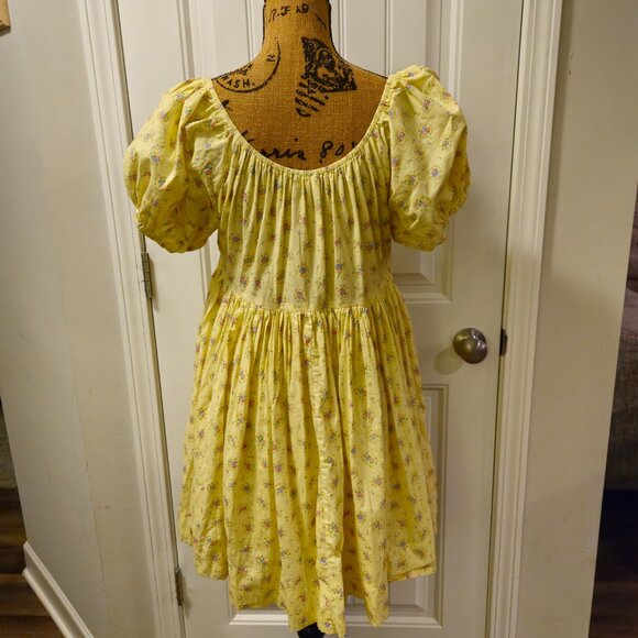 *SOLD *Mable CASSIDY PEASANT MINI DRESS Size L Yellow - Picture 10 of 16